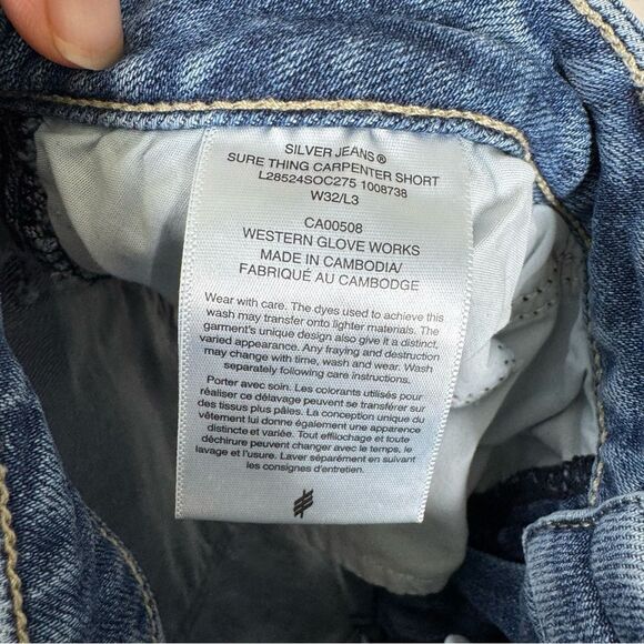 Silver Jeans Sure Thing Carpenter Shorts Medium Wash Denim Women’s Size 32 - Picture 6 of 7